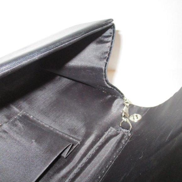 *Vintage Evening Clutch Black Satin with Rhinestone Covered Envelope - Picture 7 of 7